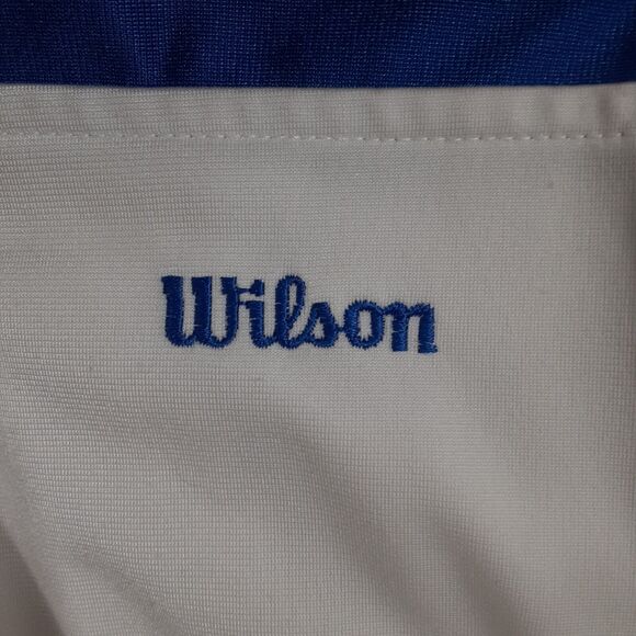 Vtg Wilson Adult Mens Small White Blue Yellow Track Jacket 90s Full Zip - Picture 2 of 9